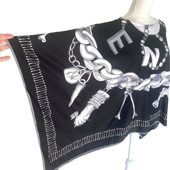 California Caftans Womens Tunic Black One Size Pure Silk Alexander McQueen USA - Picture 6 of 13